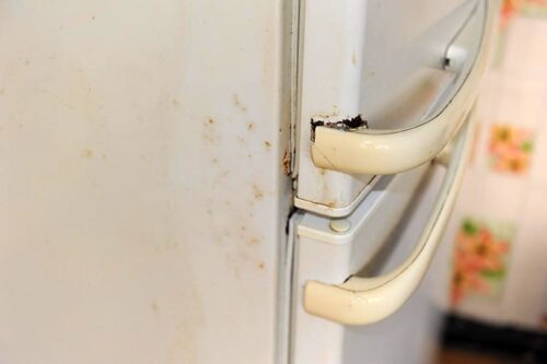 Порча металла на дверцах, в дальнейшем может повлиять на работу и охлаждение внутренних камер