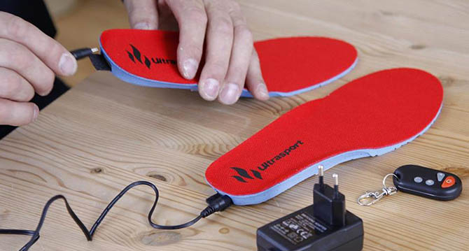 Elektrisch Heated Beheizbare Einlegesohlen Beheizte Schuheinlagen Heizsohlen rot 