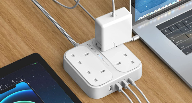 6 Gang Power Strip with 4 Smart USBs AUOPLUS 5M Extension Lead with USB Slots 